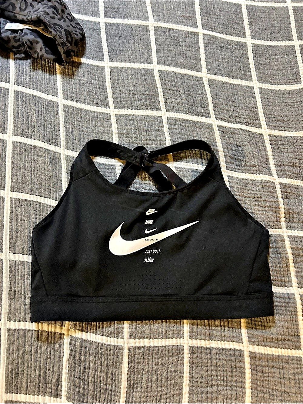 Nike Dri-FIT Indy Multi-Logo Strappy Sports Bra Black Medium